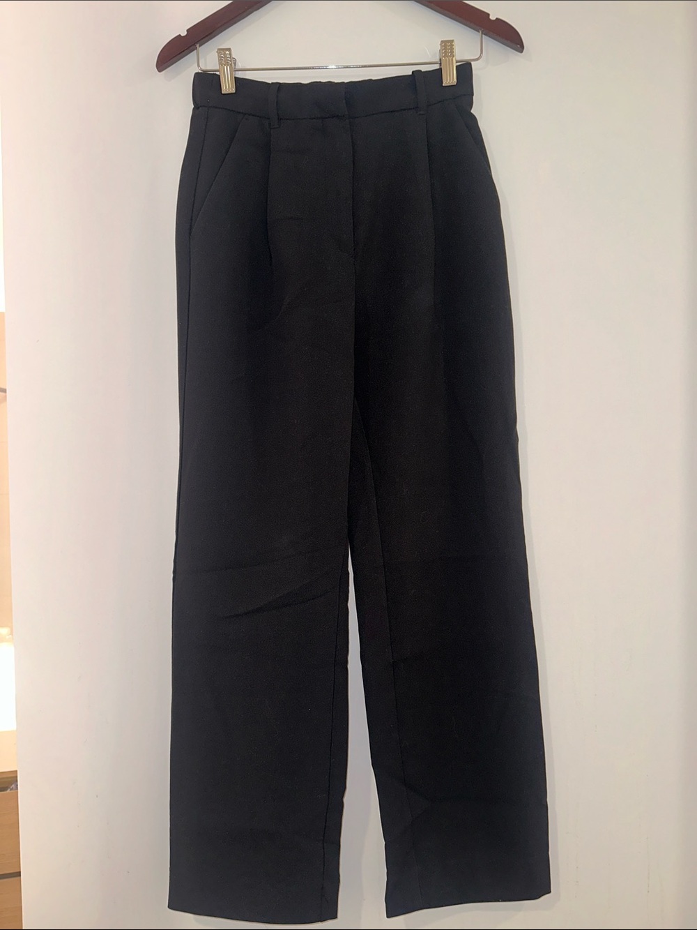 Abercrombie & Fitch Black High-Waist Straight Trousers